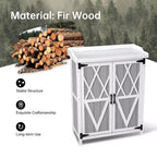 Armoire de rangement extérieur, établi de rempotage – poste de travail de jardin en bois imperméable avec plateau galvanisé, étagères réglables pour cour, terrasse ou pelouse