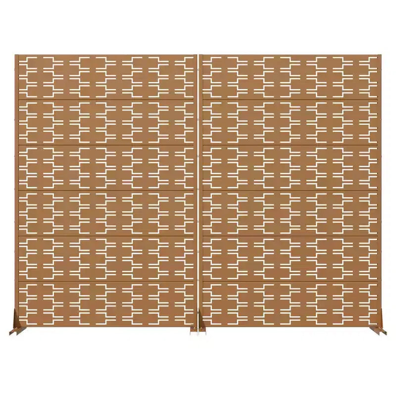 MAYEERTY Brick 01 bruine scheidingswand van gegalvaniseerd staal, 72x47x16, privacy-scherm met 6 panelen, dubbelzijdig en roestbestendig