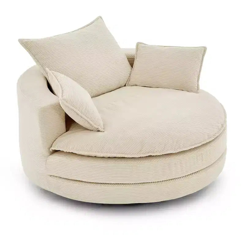 360 Swivel Accent Chair, Barrel Chair Swivel Round Sofa Chair with Cushion for Living Room