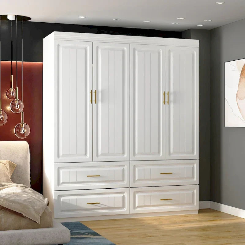 Armoire-penderie de 93,9/74,2 pouces de hauteur avec espace de suspension, tiroirs et rangements