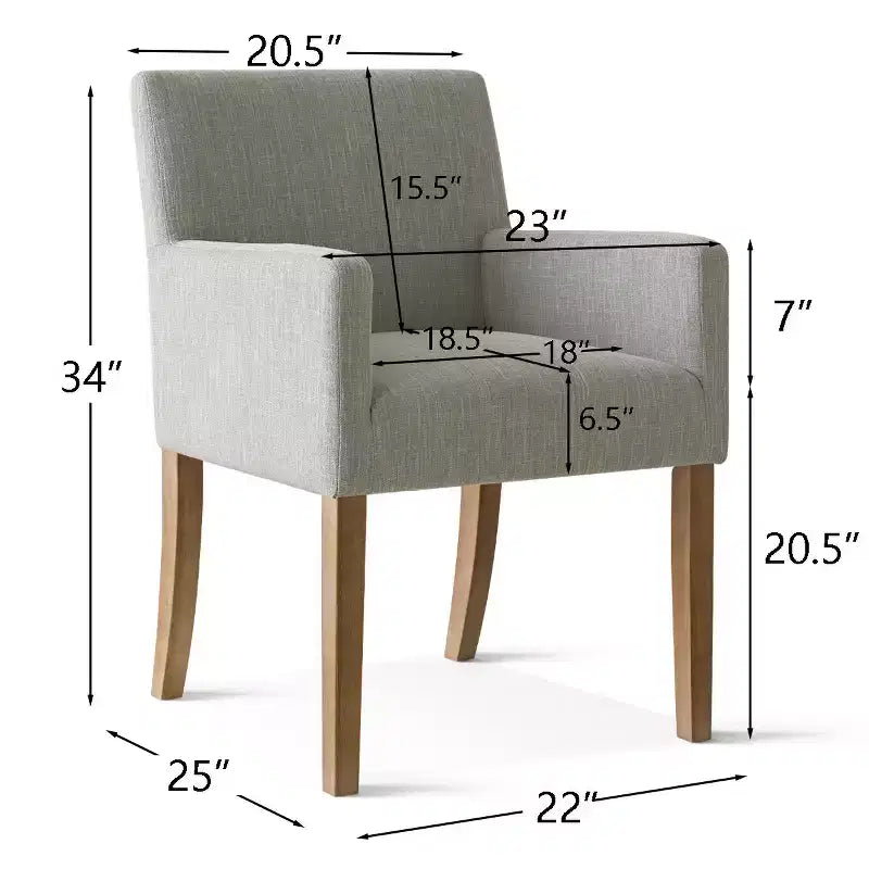 Set van 6 gestoffeerde eetkamerstoelen met armleuningen, moderne linnen fauteuils met houten poten, accentstoelen voor eetkamer en woonkamer - Panipeachy