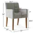 Set van 6 gestoffeerde eetkamerstoelen met armleuningen, moderne linnen fauteuils met houten poten, accentstoelen voor eetkamer en woonkamer - Panipeachy