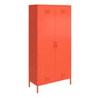 Casier de rangement haut en métal à 2 portes, orange/rose, pour 1 personne