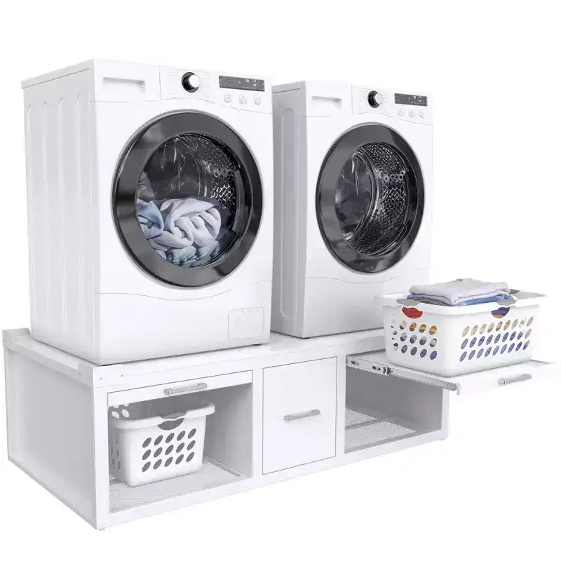 Socles pour lave-linge et sèche-linge GDLF, support universel avec tablette coulissante, blanc