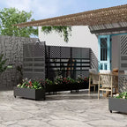 MAYEERTY Planter Box with Trellis Iron Black Parallel Line 01 Louvered Classic Combined Style 72x47x16in 3-Piece Set