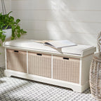 SAFAVIEH Fiorello 3-Drawer with Cushion Storage Bench - 47.3 W x 15 L x 19 H - 47Wx15Dx19H