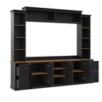 ModernLuxe 4-in-1 Farmhouse Entertainment Center Wall Unit, Fits TVs Up to 70, TV Stand Media Console w/ Adjustable Shelves & Drawers