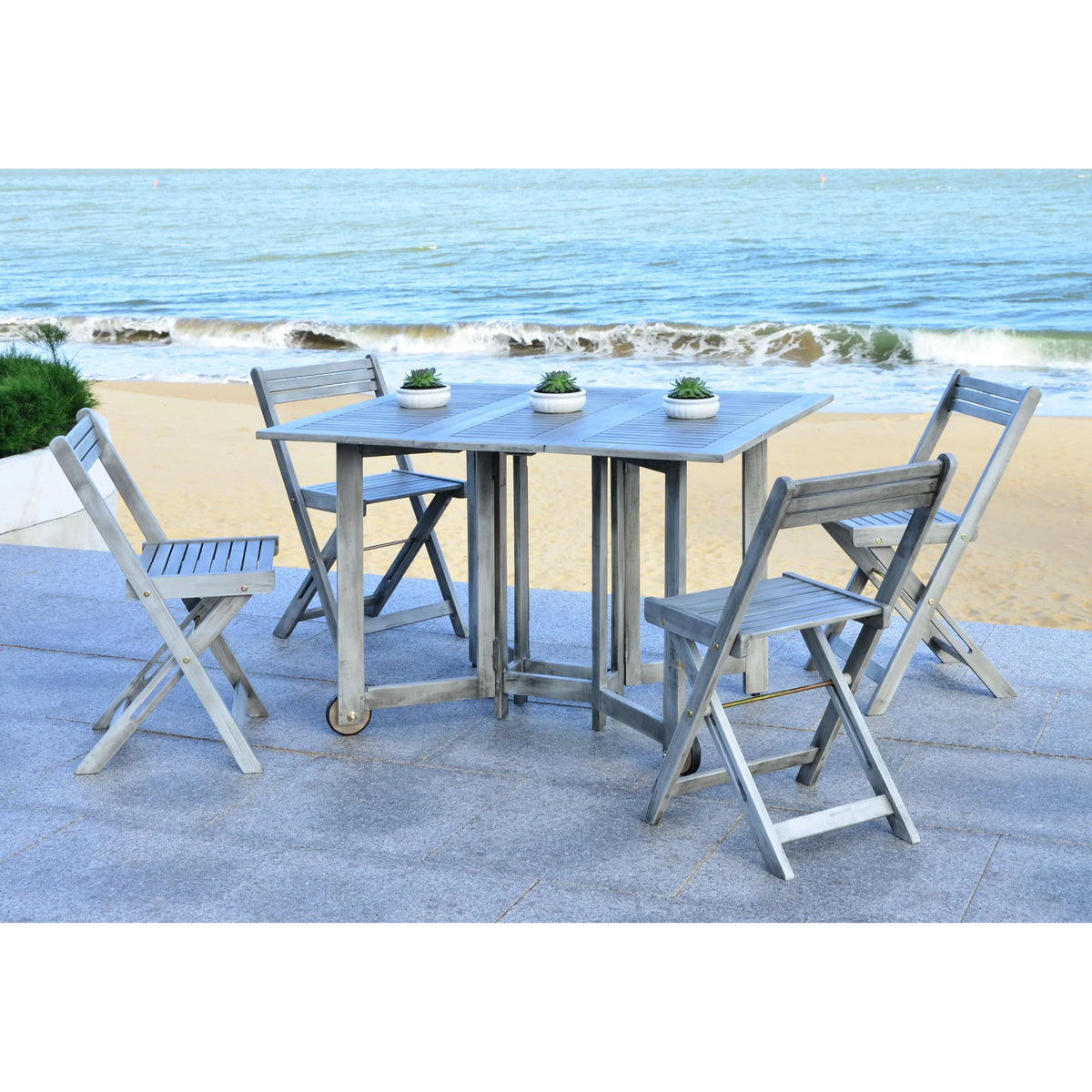 SAFAVIEH Brandy 5-teiliges Outdoor-Esszimmerset – 43 B x 35 T x 29 H