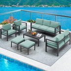 AECOJOY 7-teiliges Aluminiummöbel-Set für die Terrasse, Outdoor-Sitzgruppe