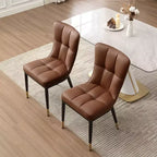 Bekrvio Dining Room Chairs Set of 6, Modern Upholstered Faux Leather Seat with High Back, Metal Legs, Armless Kitchen Chairs for Living Dinning Room