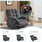 Manueller Relaxsessel, ergonomischer Relaxsessel aus atmungsaktivem Stoff mit Seitentaschen, Einzelsessel, geeignet für Wohnzimmer und Schlafzimmer