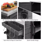 78.3-Inch Outdoor Kitchen Island with Stainless Steel Countertop, Foldable BBQ Station, and Storage Cabinets, Black