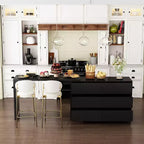 Buffet bahut intelligent pivotant/extensible avec 6 tiroirs, plateau extensible, tapis antidérapant, table à manger pivotante, garde-manger îlot de cuisine