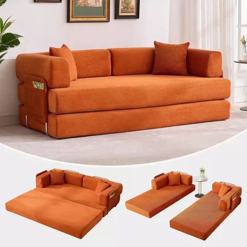 Schlafsofa, 78,8 5-in-1-Klappmatratzen-Couch/Loveseat, formstabiler Stahlrahmen, Cord mit Kissen