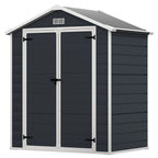 Opslagschuur van 6 ft x 4 ft/6 ft x 8 ft/8 ft x 6 ft/8 ft x 10 ft, weerbestendig kunststofhars voor buiten met vloer, gereedschapsschuur met puntdak