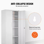 VEVOR Metal Storage Cabinet, Steel Locking Storage Cabinet with 2 Magnetic Doors and 4 Adjustable Shelves,71'' Metal Cabinet 200 lbs Capacity, White
