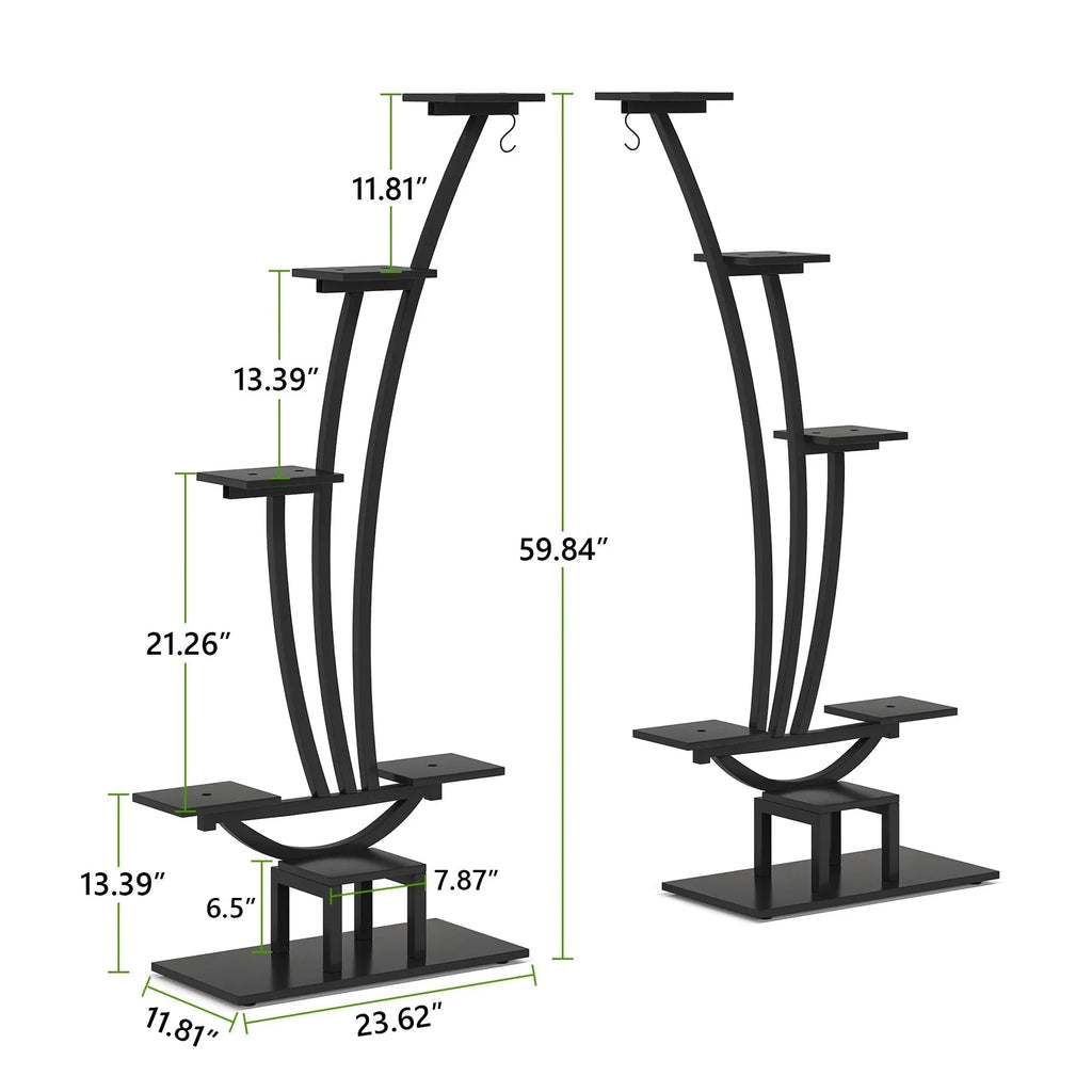 Support pour plantes d’intérieur, présentoir à fleurs à 6 niveaux pour la maison et le jardin – lot de 2