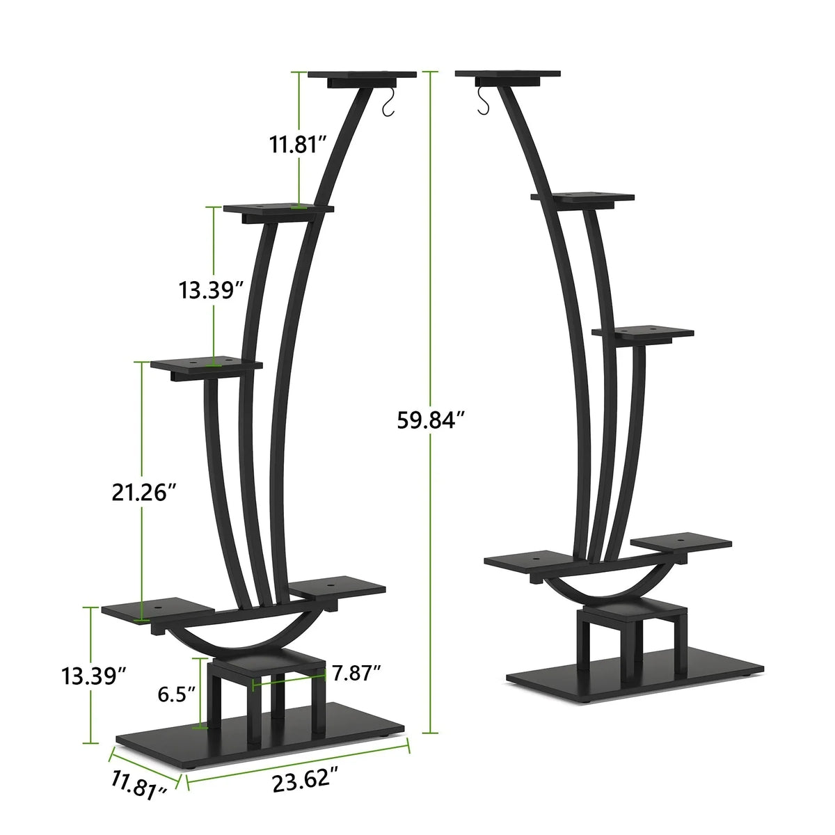 Support pour plantes d’intérieur, présentoir à fleurs à 6 niveaux pour la maison et le jardin – lot de 2