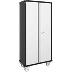 Garagekast met wielen en gatenbord, afsluitbare metalen opbergkast van 72 inch hoog met 2 deuren en 4 verstelbare planken voor garage en werkplaats