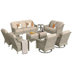 XIZZI 9-teiliges Outdoor-Gartenmöbel-Set mit drehbarem Sessel