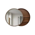 23.6 Modern Sliding Round Wall Mirror with Storage, Space-Saving Vanity Mirror for Bathroom, Accent Mirror for Living Room
