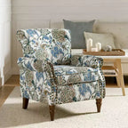 Fauteuil traditionnel Araceli en bois, rembourré à motif floral, avec dossier à oreilles et bordure cloutée| ART OF LIVING DESIGNS