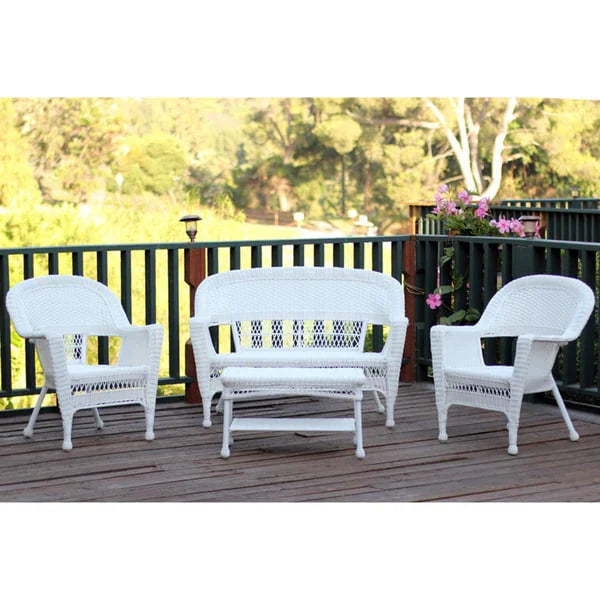 4-teiliges Sitzgruppen-Set aus Korbgeflecht für die Terrasse
