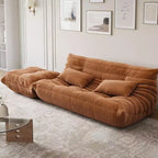 Übergroßes Fireside-Sitzsacksofa mit Hocker, haustierfreundlicher Kunstveloursleder-Loveseat für Wohnzimmer oder Büro, keine Montage erforderlich