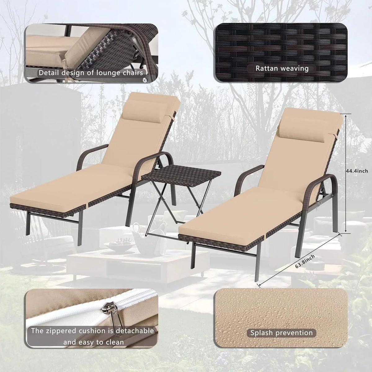 Kullavik 3-teiliges Outdoor-Loungesessel-Set