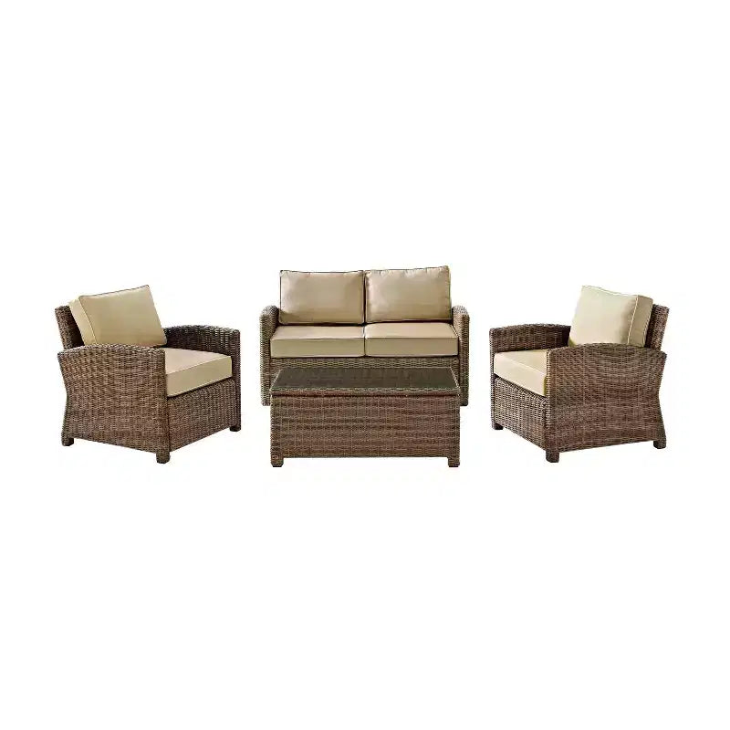 Ensemble de conversation 4 pièces Bradenton en résine tressée pour extérieur – Crosley