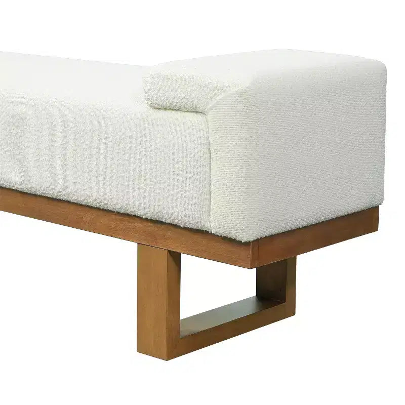 Christopher Knight Home Paulina moderne Sitzbank aus Gummibaumholz mit Bouclé-Polsterung