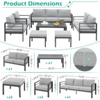 AECOJOY 7-teiliges Aluminiummöbel-Set für die Terrasse, Outdoor-Sitzgruppe
