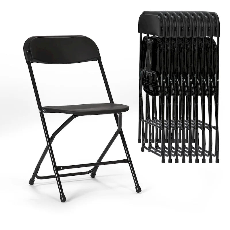 10er-Pack Kunststoff-Klappstühle mit einer Tragfähigkeit von 350 lb für Veranstaltungen, Büro, Hochzeiten, Partys, Picknicks und Küche
