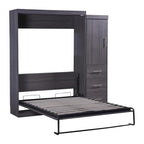 Graues klappbares Schrankbett mit Kleiderschrank und 3 Schubladen, Doppelbett/Einzelbett, für 1 Person
