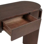 Merax Modern Oval-Top Console Table with Fluted Curved Legs & Dual Hidden Drawers