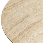 Table basse ronde à piédestal en fiberstone, table d’appoint sculptée pour intérieur et extérieur avec patins antidérapants