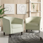 Ensemble de 2 fauteuils club modernes en lin, style tonneau