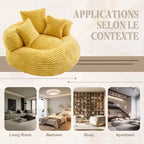 Bean Bag Sofa for Adults Kids, Oversized Corduroy Bean Bag Chair with 3 Pillows & Armrest for Living Room Bedroom
