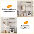 Over-the-Washer Shelf, 5-Tier Dryer Storage Shelf with Adjustable Height, Bathroom Shelf, Space-Saving Storage for Bathroom, Laundry Room