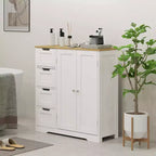 HOMCOM Bathroom Floor Cabinet with Adjustable Shelf, Freestanding Bathroom Storage Cabinet with 4 Drawers and 2 Doors, White