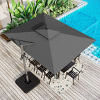 MAISON ARTS Parasol déporté hydraulique automatique de 12 pieds, mât en aluminium, rotation à 360 degrés
