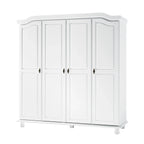 Palace Imports Kyle 4-türiger Kleiderschrank aus 100 % Massivholz mit Türen aus Massivholz oder Spiegelglas