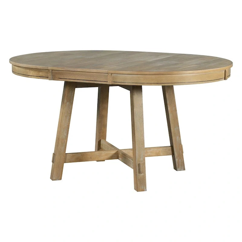 Table de salle à manger ronde extensible de style champêtre avec rallonge de 16 po, table de cuisine en bois