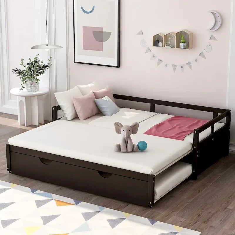 Ausziehbares Tagesbett mit Ausziehbett, hölzernes Tagesbett mit Ausziehbett