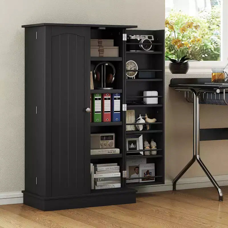 HOMCOM 41-Zoll-Küchenvorratsschrank, Küchenschrank mit 2 Türen, 5-stöckigen Ablageflächen, 12 Gewürzregalen und verstellbaren Einlegeböden für das Esszimmer