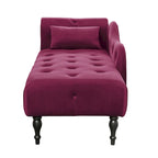 Chaise longue moderne de 60,6 po, capitonnée en velours avec boutons, pieds en bois massif et clous décoratifs