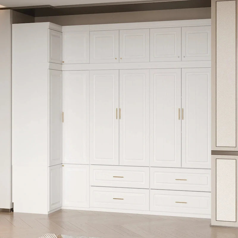 Armoire-penderie de 93,9/74,2 pouces de hauteur avec espace de suspension, tiroirs et rangements