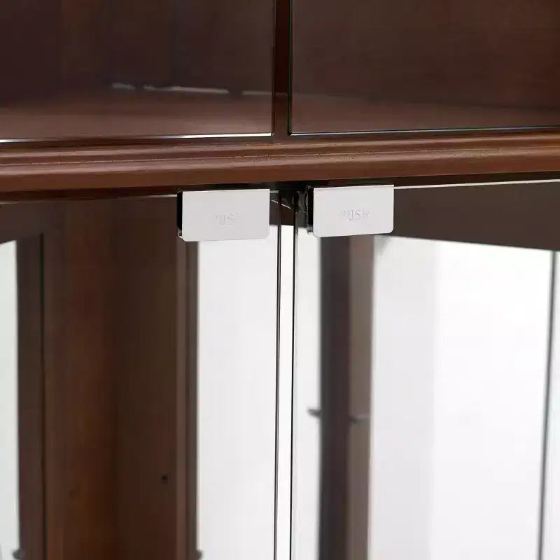 Vitrine d’angle, cerisier/noyer, vitrine à 4 portes en verre