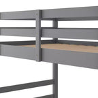 Lit superposé bas, lit superposé en bois au ras du sol avec échelle, lit superposé avec barrières de sécurité complètes
