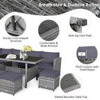 Costway Ensemble repas de jardin en rotin de 7 pièces, canapé d’angle, canapé et pouf — Voir les détails